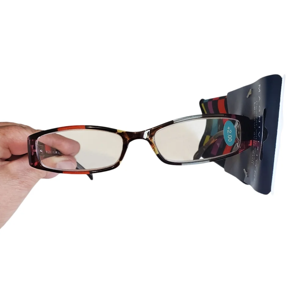 NWT Magnivsion +2.00 Reading Glasses with Case Multi-Color